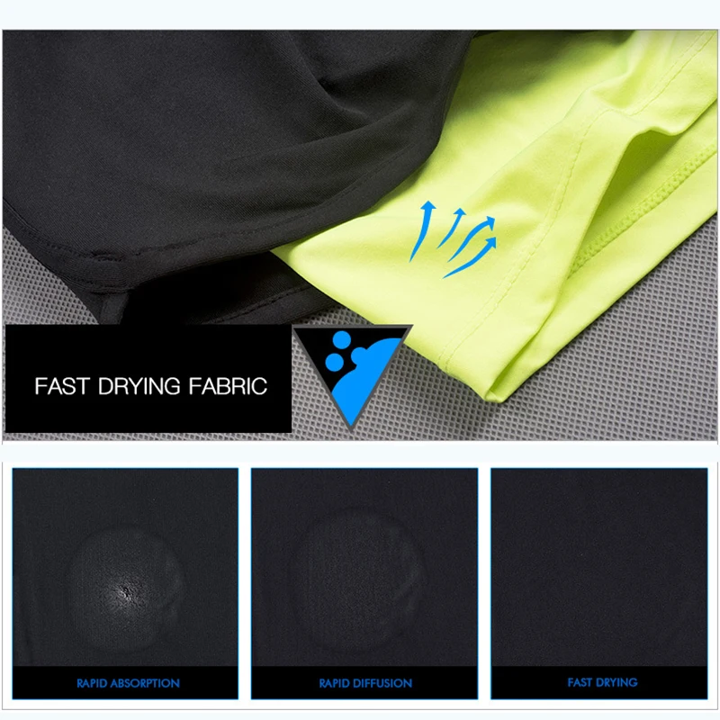 Мужские шорты для бега 2 в 1 быстросохнущие дышащие активных тренировок