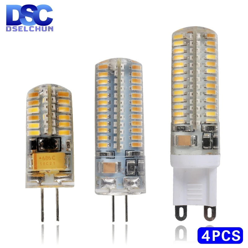 4pcs G4 G9 LED 1w 2w 3w 4w 5w 6w AC DC 12V 220V Replace 20w  40w 60w Halogen Lamp Light 360 Beam Angle Chandelier LED Bulb Lamp