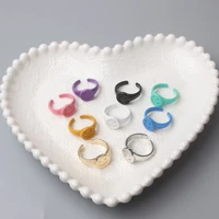 smiley metal multicolor adjustable rings opening ins style fashion y2k party gift for women girl custom jewelry wholesale