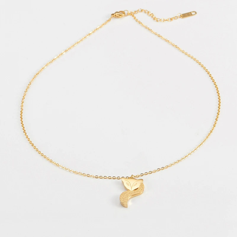 

Titanium Steel Fox Pendant Necklace Women Animal Fox Chain Necklace for Gift Party High Quality Jewelry Accessories