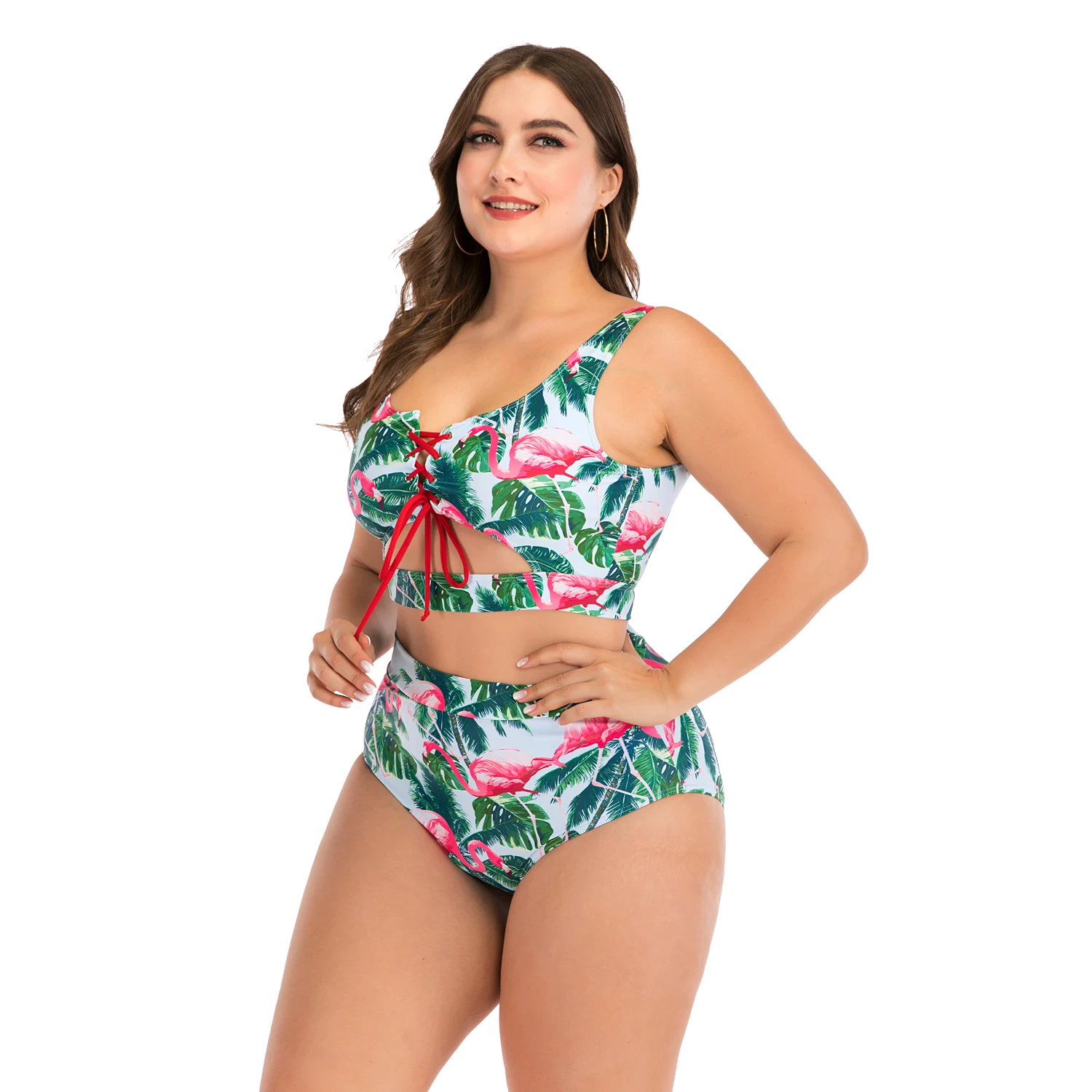 Женский купальник бикини 2020 размера плюс с цветочным принтом 4XL большой женский