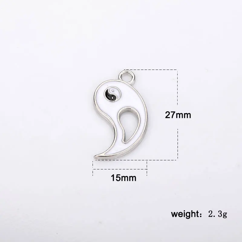 10 компл./лот черно-белые эмалевые Подвески Инь Янь Тай Чи Плавающие для пары