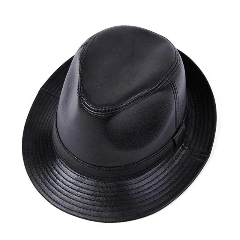 XdanqinX british casual genuine leather cap fedora leather hat couple hats natural cowhide sheepskin leather Jazz hat brand caps
