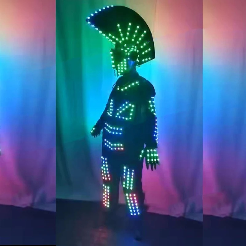 Bar Nightclub Stage Dance Performance Show costume LED Robot Suit lumious Costumes  color change party wear