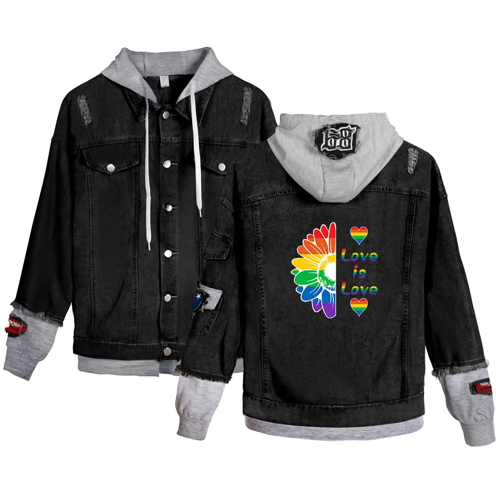 

2021 New Denim Autumn Winter Anime Boys/girls Streetwear Pullover Clothes Homosexual Hooded Denim Jacket Men/women Hoodie Tops