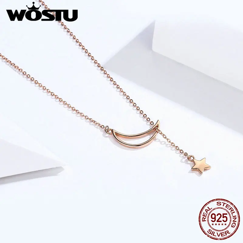 WOSTU дизайнерское 925 пробы Серебряное ожерелье с кулоном в виде звезды для женщин S925 хорошее ювелирное изделие подарок на день рождения для влюбленных FIN108