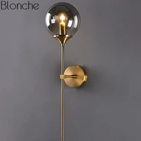 modern glass wall lamp gold led wall light fixtures for home decor bedroom bathroom mirror lights nordic indoor luminaire e14