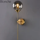 Современный стеклянный настенный светильник, золотые светодиодные Настенные светильники для домашнего декора, спальни, ванной, зеркальный светильник, нордический внутренний светильник Е14
