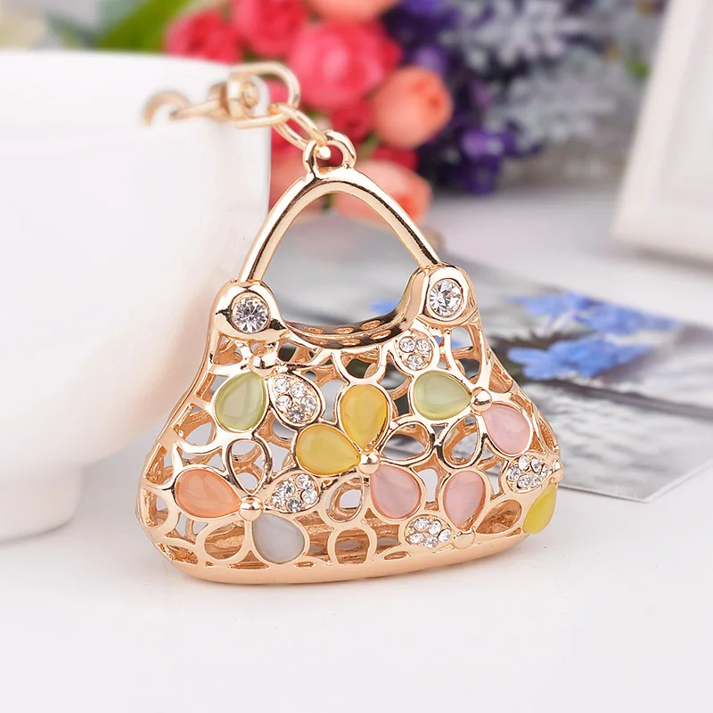 MULTICOLOR Креативный Opals сумочка металлический брелок модные брелоки сплав брелок женский очаровательный кулон для сумки автомобильные брелоки оптом - Цвет: MULTICOLOR