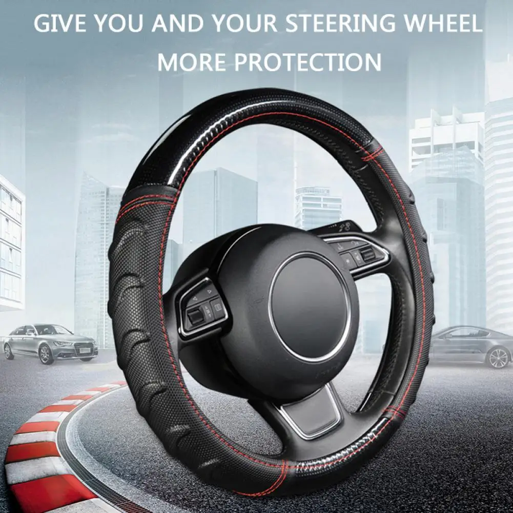 

Willow Patterned Massage Car Steering Wheel Cover Soccer Pattern Splice Light Leather Universal Fits Most Car Styling