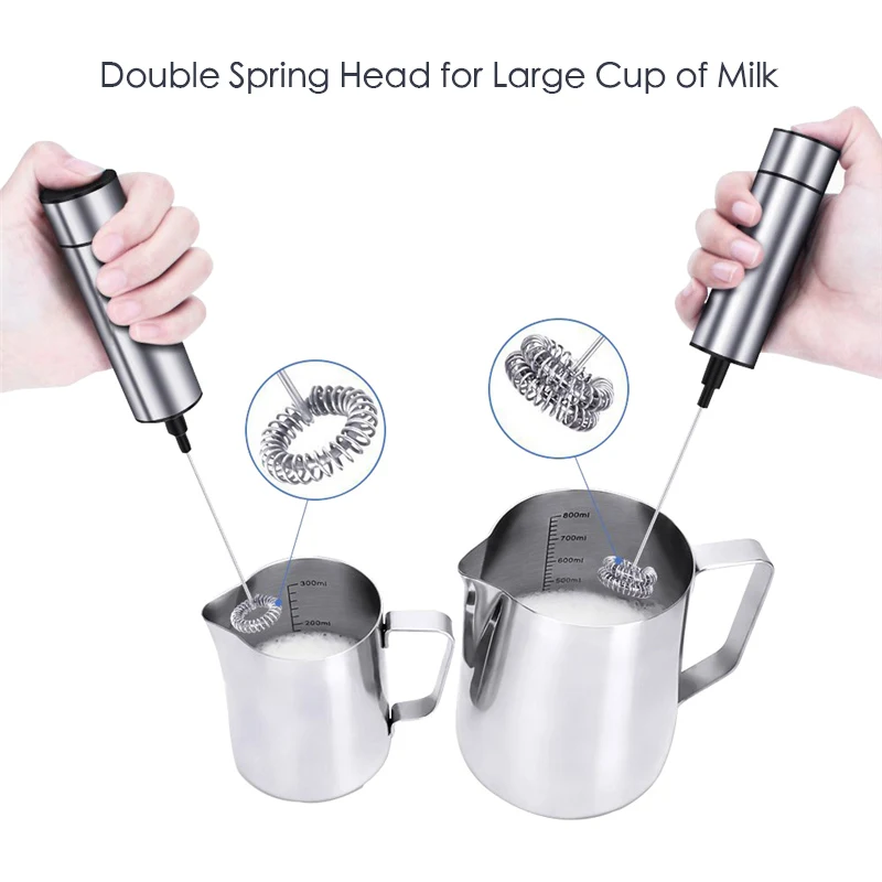 

Electric Milk Frother 2 Whisk Hand Milk Foamer Kitchen Mixer For Cappuccino Coffee Egg Beater Drinks Blender With Stand