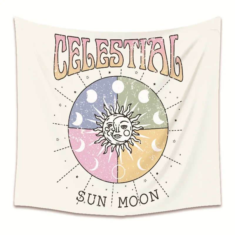 

Солнце гобелен с Луной Настенное подвесное одеяло Небесный цветок Настенный Ковер Прямая поставка одеяло