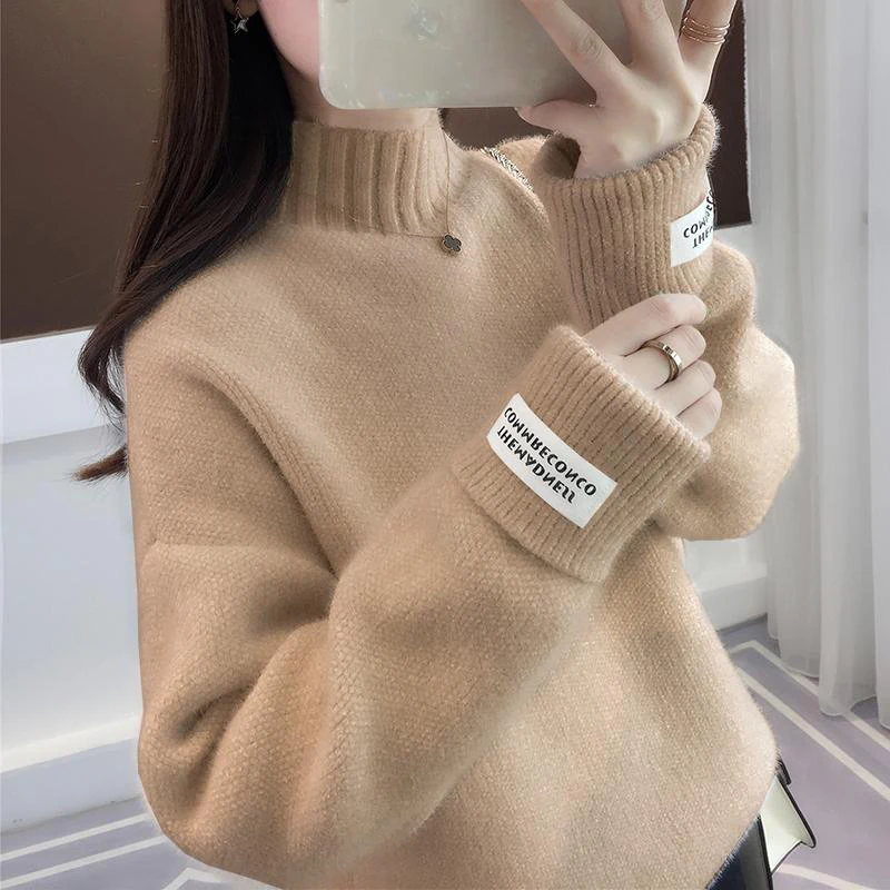Knitted Warm Sweater Female For Autumn winter 2020 Ladies Long Sleeve Women Turtleneck Tricot Pullover Blue Jumper | Женская одежда