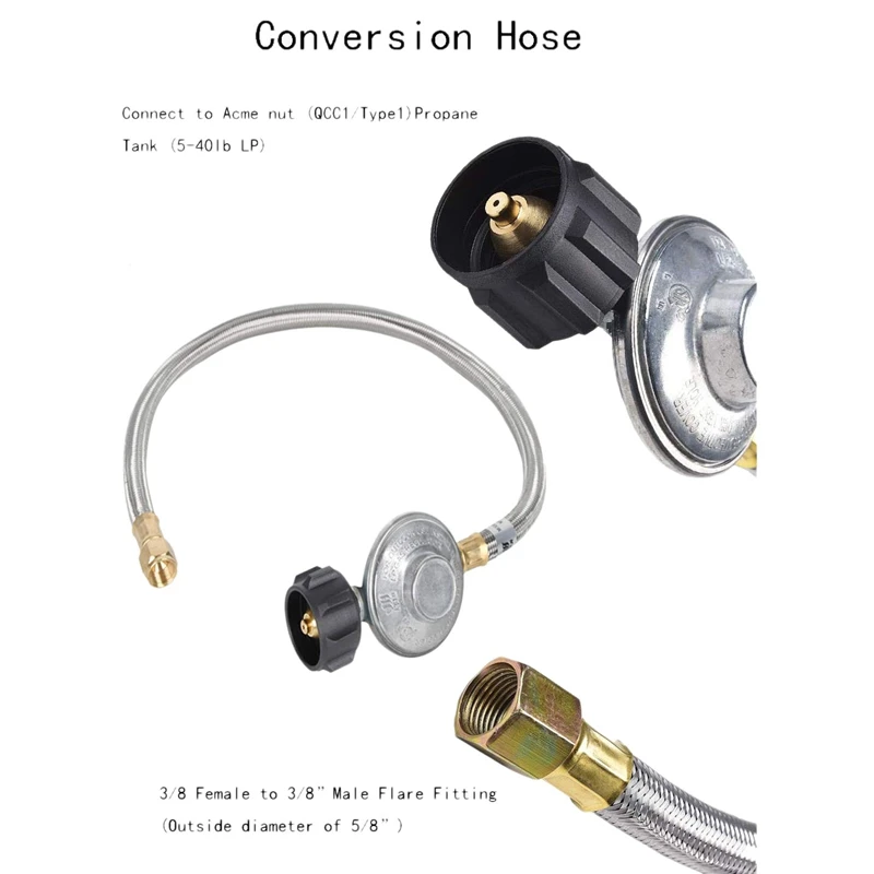 6FT нержавеющая плетеная трубка Регулятор пропана со шлангом низкого давления LP