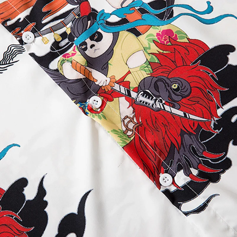 Мужская гавайская рубашка с пандой Samuri 2021 в стиле хип-хоп уличная пляжная Harajuku