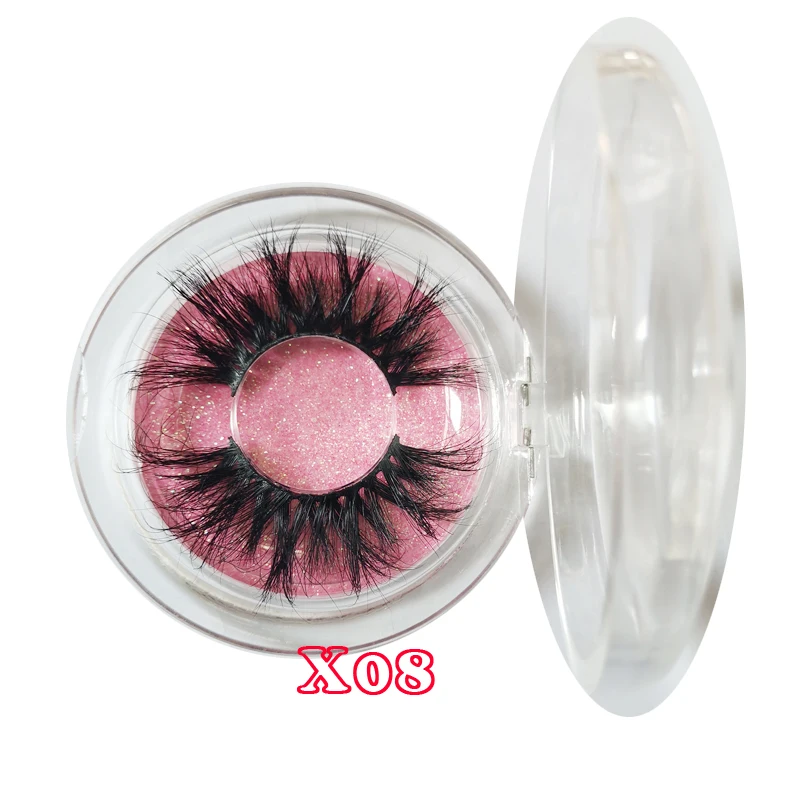 X08-Round box 25 мм макияж ресницы 3D норковые ресницы Заказные Ресницы упаковка пушистые крест накрест драматические норковые Накладные ресницы ручной работы 66 - Цвет: X08-Round box