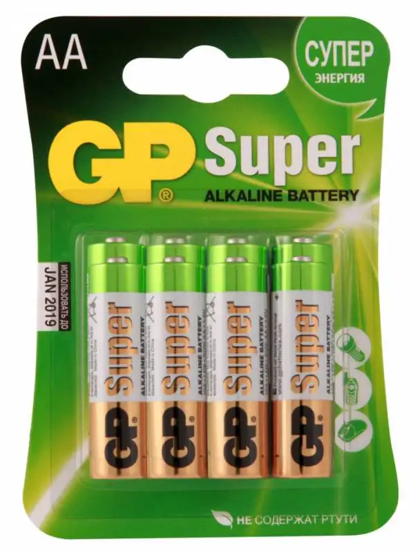 Батарея gp super alkaline 15a lr6 aa (8шт)|Аккумуляторы| |
