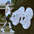 2021 г. Летние новые спортивные сандалии дышащие женские летние туфли сандалии на толстой подошве на шнуровке, с вырезами, белый, серый, черный, 5 см