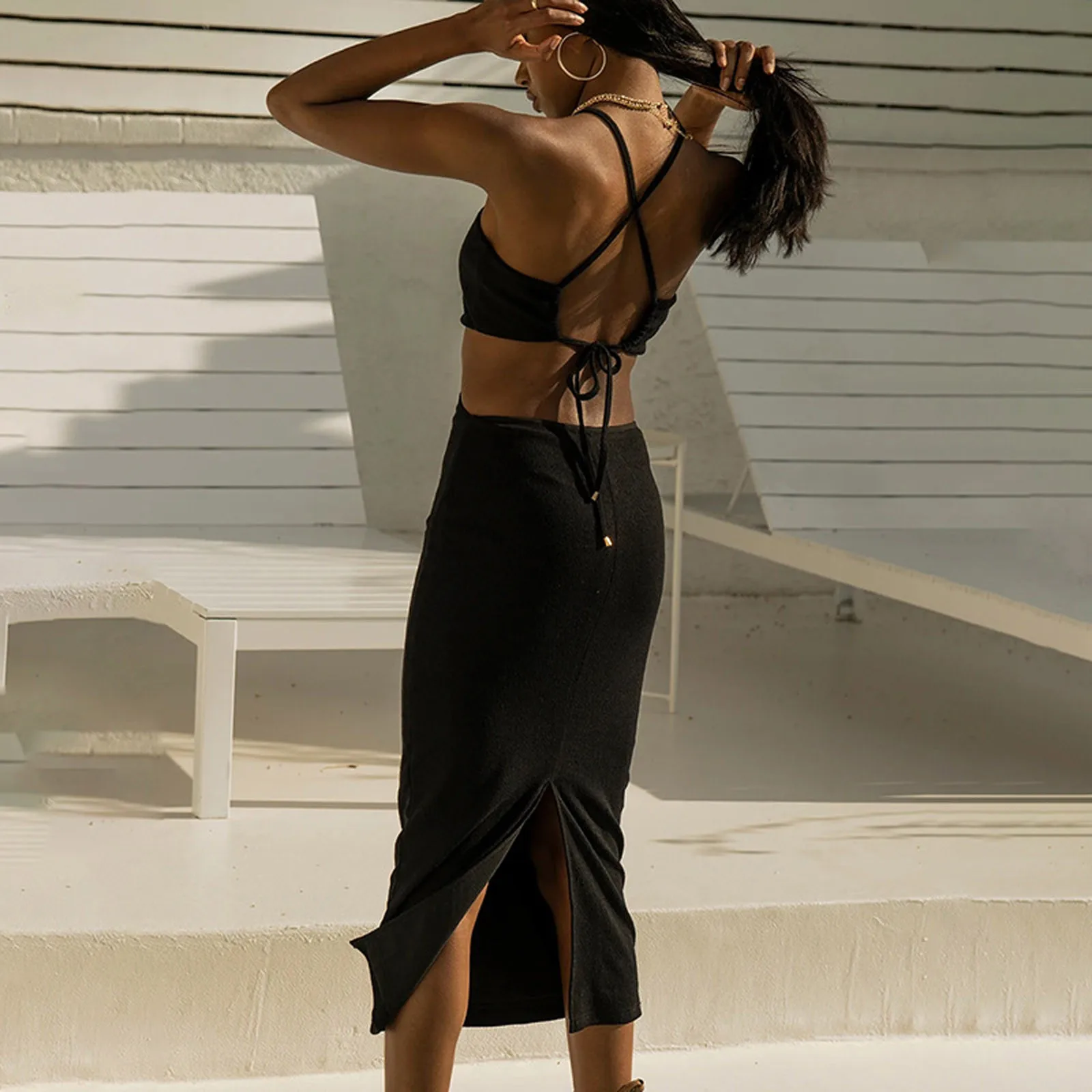 

2021 Women Sexy Slim Bodycon Long Dress Party Club Cut Out Backless Elegant Slim Sexy Evening Sling Maxi Dress Vestidos Mujer