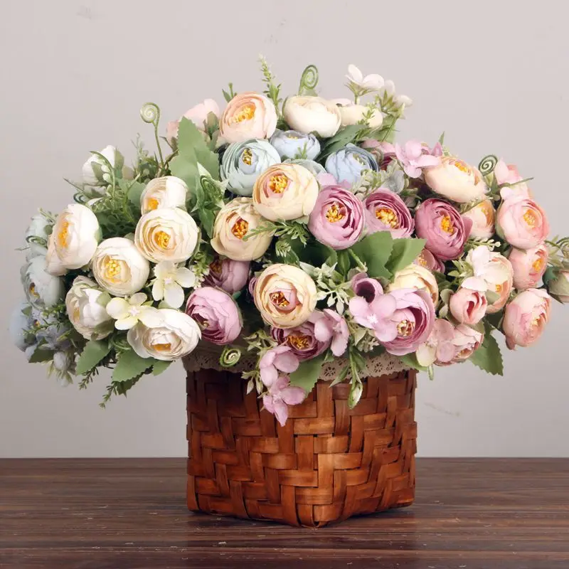 

Реквизит для свадебных гидов имитация 5 вилок 10 головок шепот чайная роза для гостиной украшение для дома Имитация искусственных цветов бук...