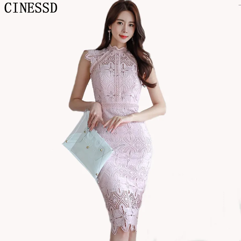 Женское кружевное длинное платье макси CINESSD розовое ажурное Вечернее Платье До