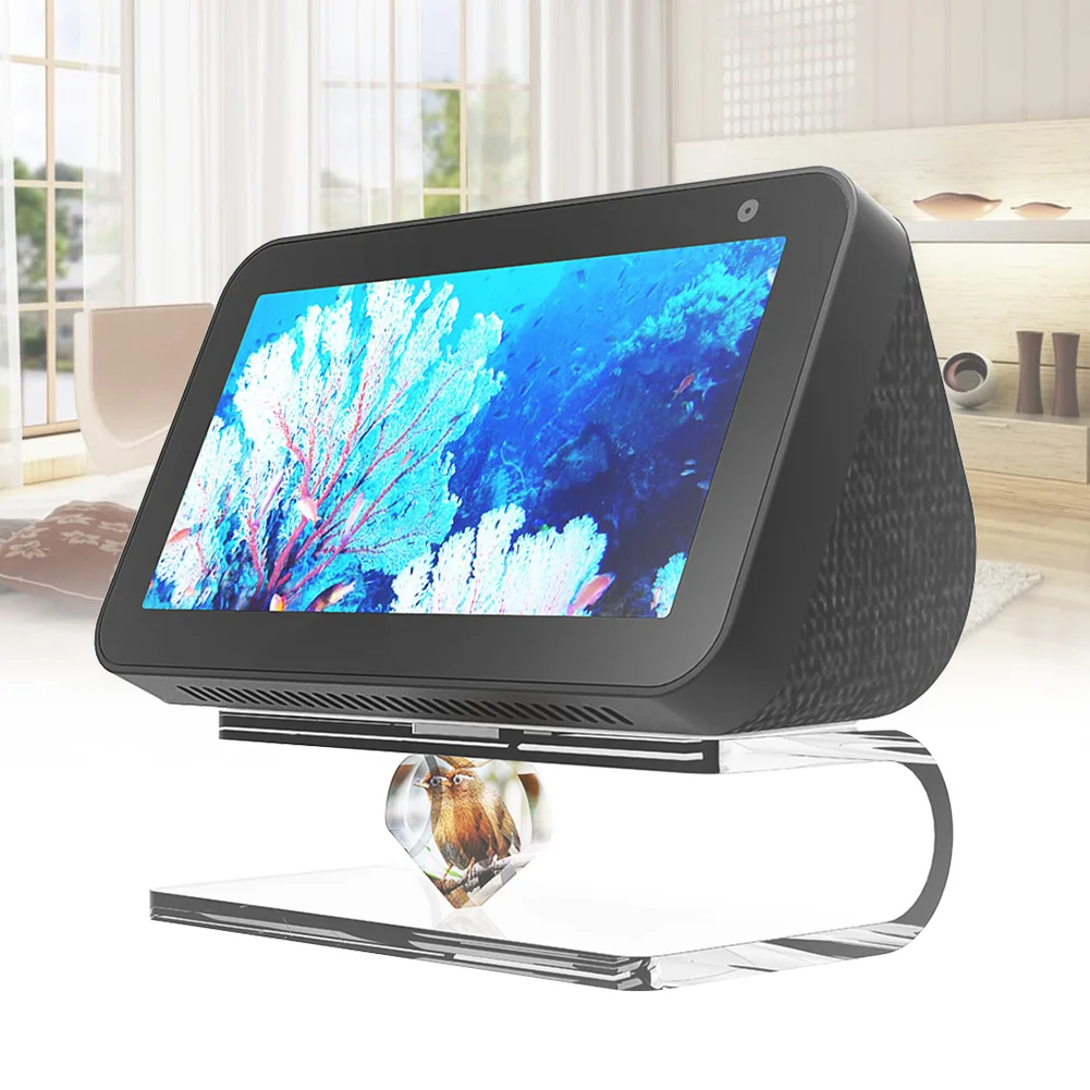 Fully Acrylic Transparent Mount Anti Slip Home Decor Bedroom Audio Stand Desktop Freestanding Magnetic For Amazon Echo Show 5 |