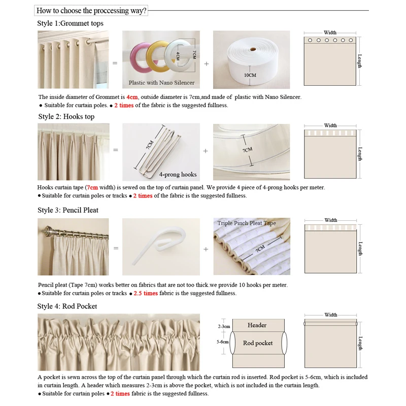 

Curtain: 1.4 Meter Width, 2.4 Meter Height, 2 Pieces with gromment top