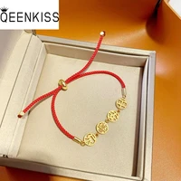 qeenkiss bt5248 fine jewelry wholesale fashion woman girl bride birthday wedding gift vintage safe happy 24kt gold red bracelet