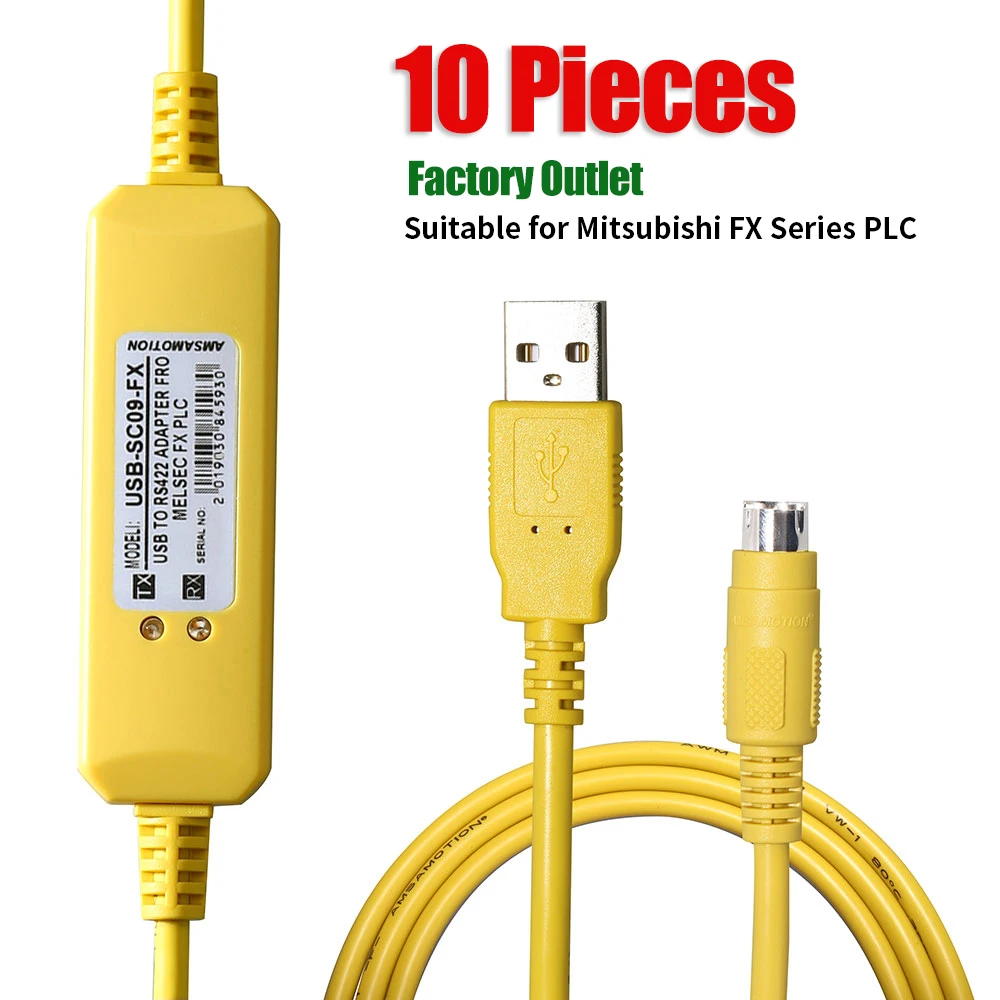 

10pcs USB-SC09-FX For Mitsubishi FX Series PLC Programming Cable FX0N FX1N FX2N FX0S FX1S FX3U FX3G Series Communication Data