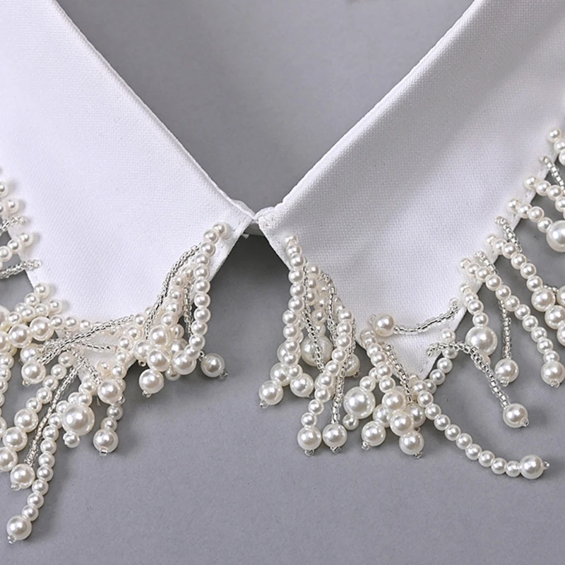 

Women Faux Pearl Beaded Tassels False Collar Wedding Jewelry Clothes Accessories