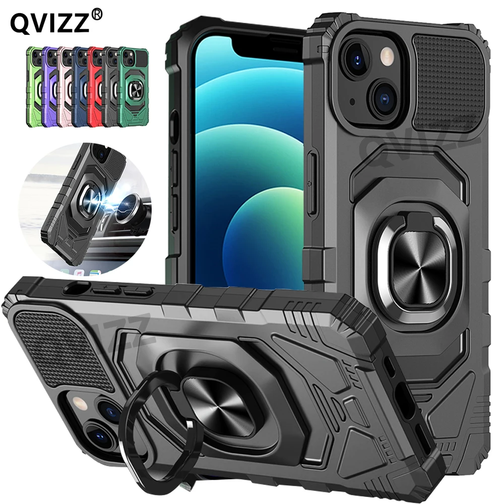 

Case For iPhone 11 12 13 Pro Max 8 7 6S 6 Plus SE 2020 12 13 Mini Bracket Magnetic Car Ring Bumpers Armor Shockproof Cover
