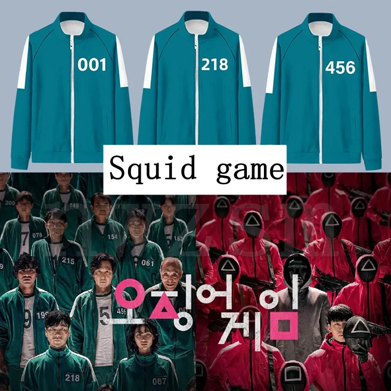 

Костюм для косплея в Корейском стиле из игры «кальмар», мужская куртка Li Zhengjae, одинаковая спортивная одежда, Модель 456 года, худи в националь...