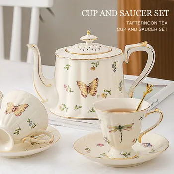 Light luxury Coffee pot High-capacity French Home Exquisite Retro  Ceramic Afternoon Tea set Coffee cup and saucer Set