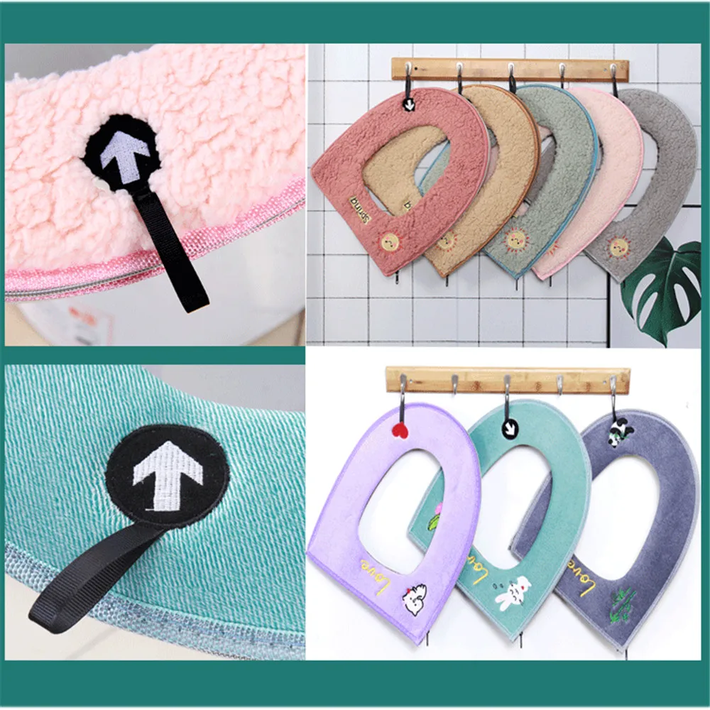 

Toilet Seat Cover Warm Soft Cloth Washable Home Decoration Public Toilet Bowl Seat Case Toilet Lid Cover Bathroom Accessories