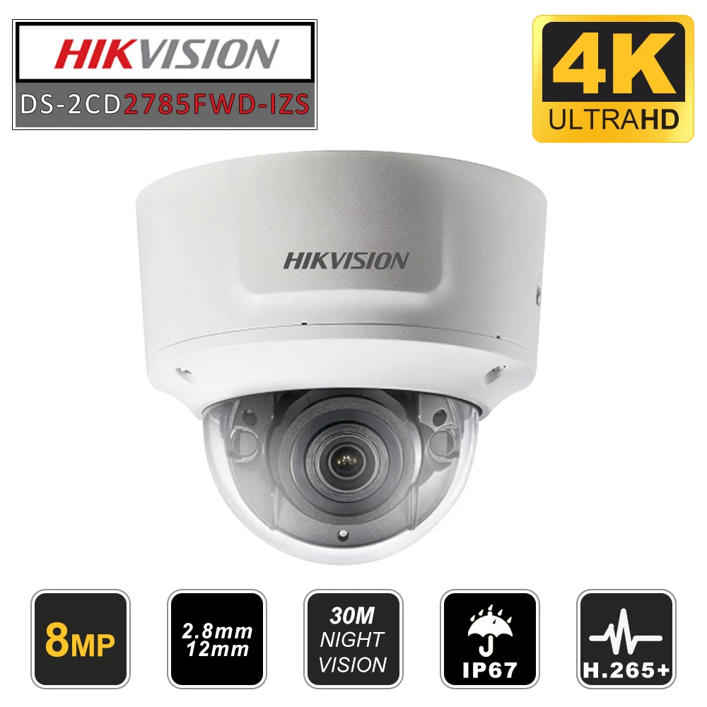 Оригинальная вариофокальная купольная IP камера Hikvision 2 8 12 мм DS 2CD2785FWD IZS 8MPVideo POE CCTV
