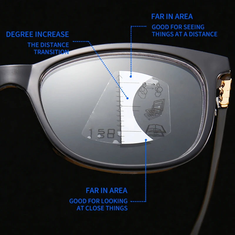 VCKA TR90 Progressive Multifocal Reading Glasses Women Near Far Sight Anti-blue light Eyeglasses Diopter +1.0 1.5 2.0 2.5 3.0 3. |