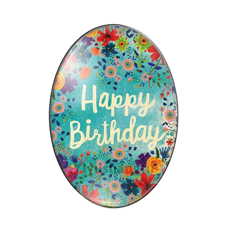 Happy birthday to you best wishes 10pcs mixed 13x18mm/18x25mm/30x40mm Oval photo glass cabochon demo flat back Making findings | Украшения