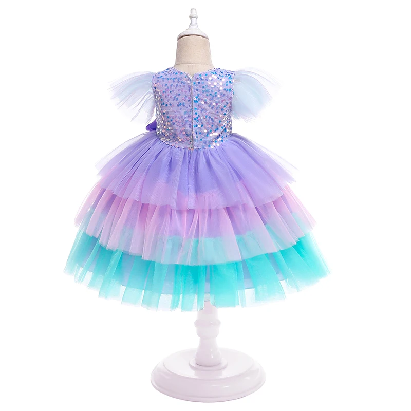 Colorful Flower Cake Mesh Christmas Princess Dress For 1-6Y Baby Girls Children Birthday Party Elegant Custome Child Clothing | Детская