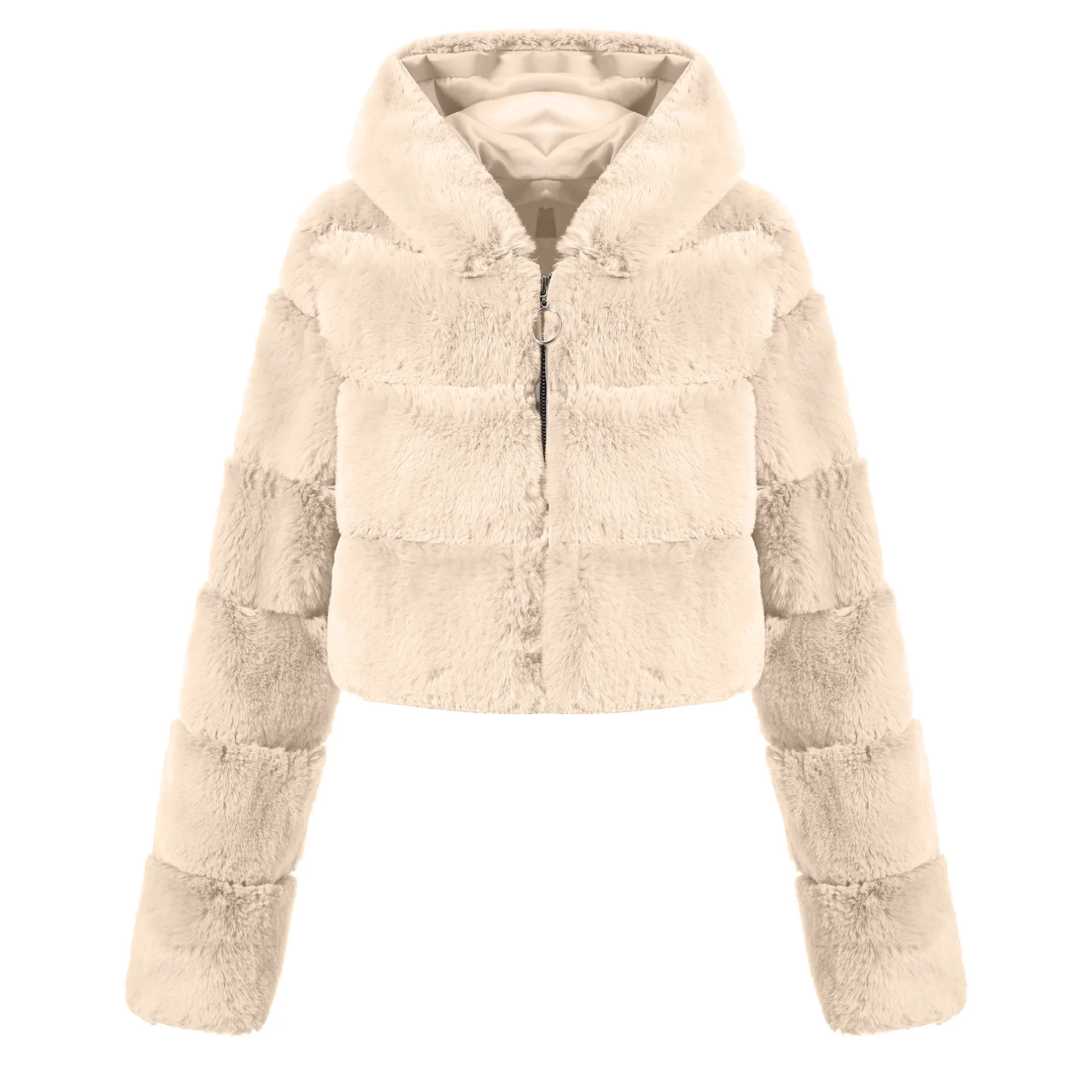 High Quality Furry Cropped Faux Fur Coats Short Jackets Women Fluffy Top Coat With Hooded Winter Luxury Fur Jacket Manteau Femme