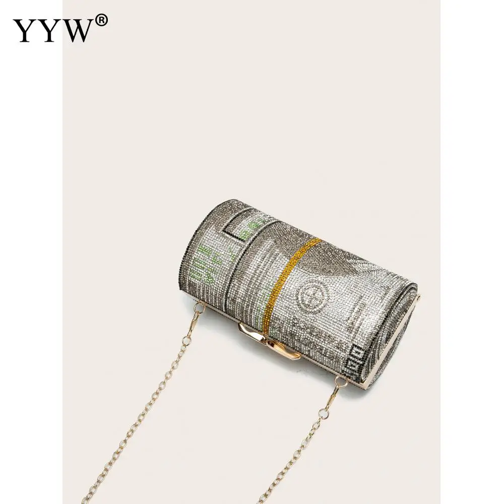 

New Crystal Diamond Chain Evening Bags Women Money Clutch Bag Luxury Purses And Handbags Wedding Crossbody Handbag Purse