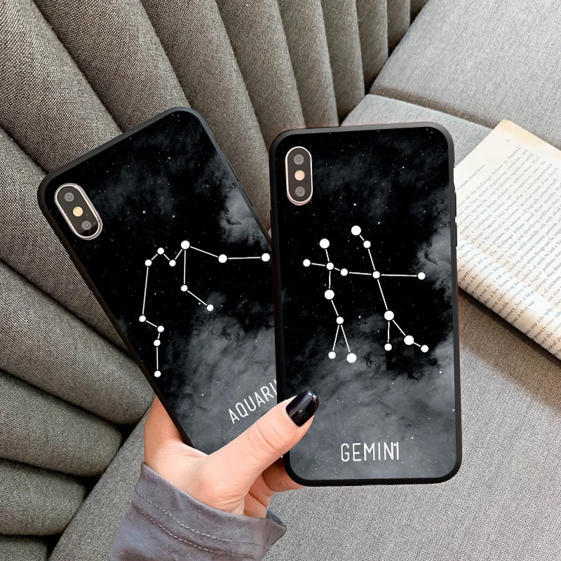 Twelve constellations Phone Cases For iPhone 11 12 13 Pro Max Mini For iPhone 8 7 Plus X XR XS Max Soft Silicon Back Cover