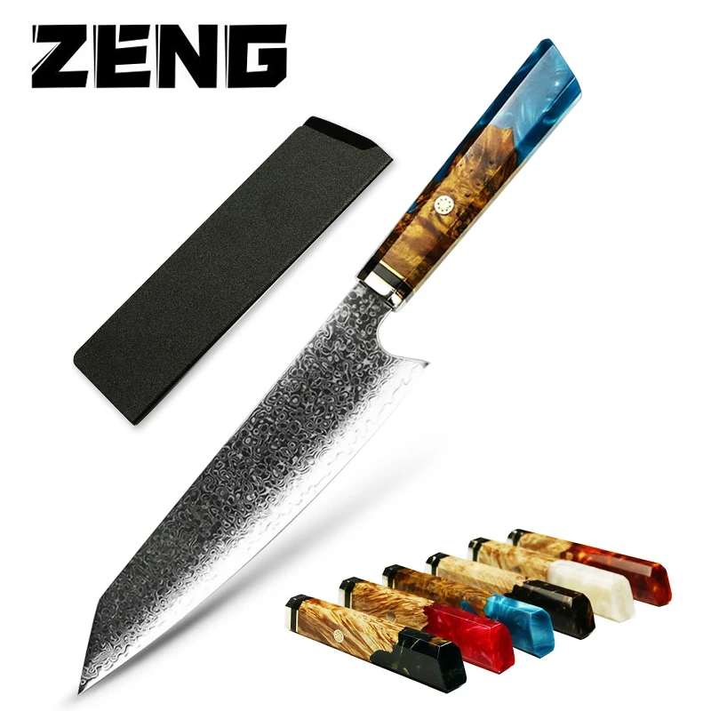 

ZENG 67 Layer Damascus Knife Hand Knife VG10 Stable Wood Resin Handle Chef Knife Cut-off Knife Japanese Knife