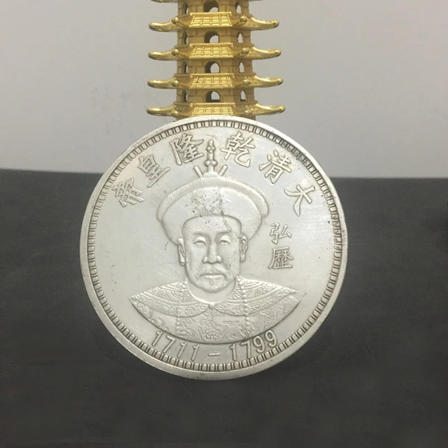 Император QianLong китайская старая Серебряная монета доллара династии Цин