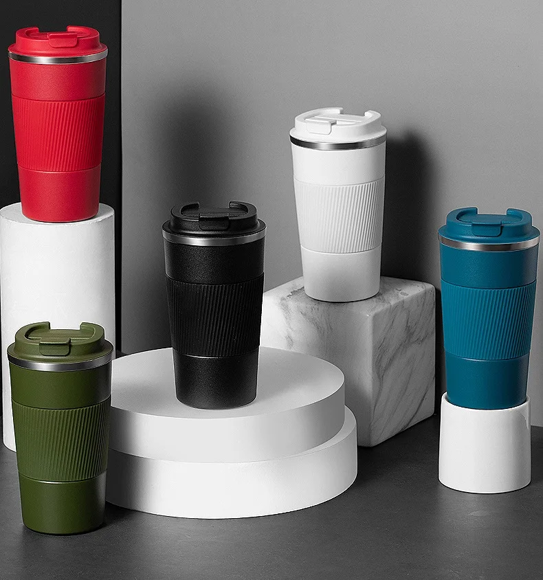 

50pcs 380ml Portable 304 Stainless Steel Coffee Cups with Non-slip Case Travel Thermos Mug for Best Gift WB3271
