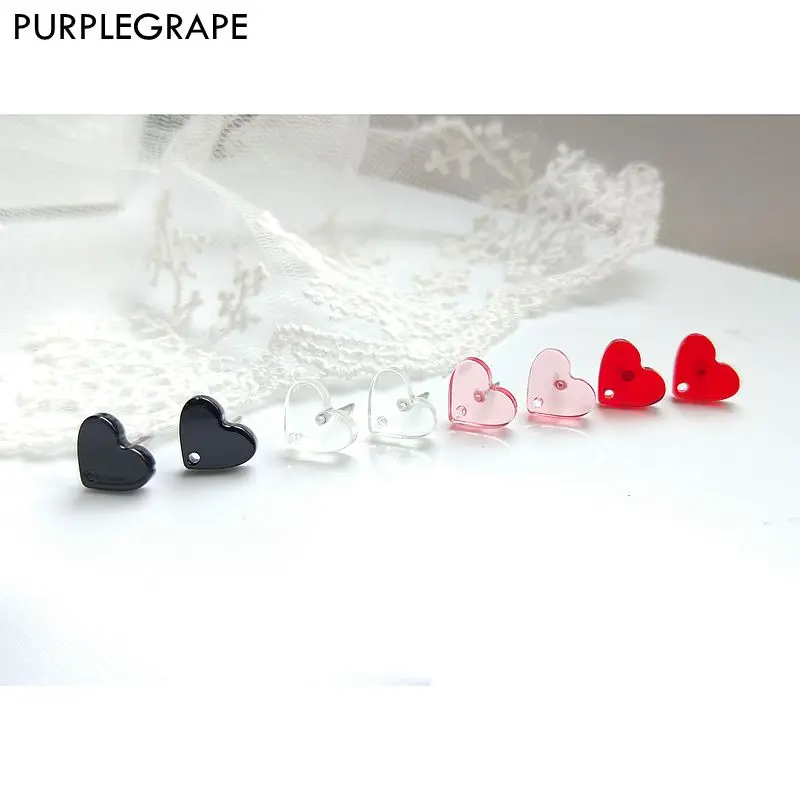 

20pcs Acrylic peach heart ear needle DIY earrings accessories material handmade pendant single hole fashion