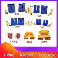 2 5 10pair xt60 xt90 ec2 ec3 ec5 ec8 t plug battery connector kit male and female gold plated banana plug for rc parts