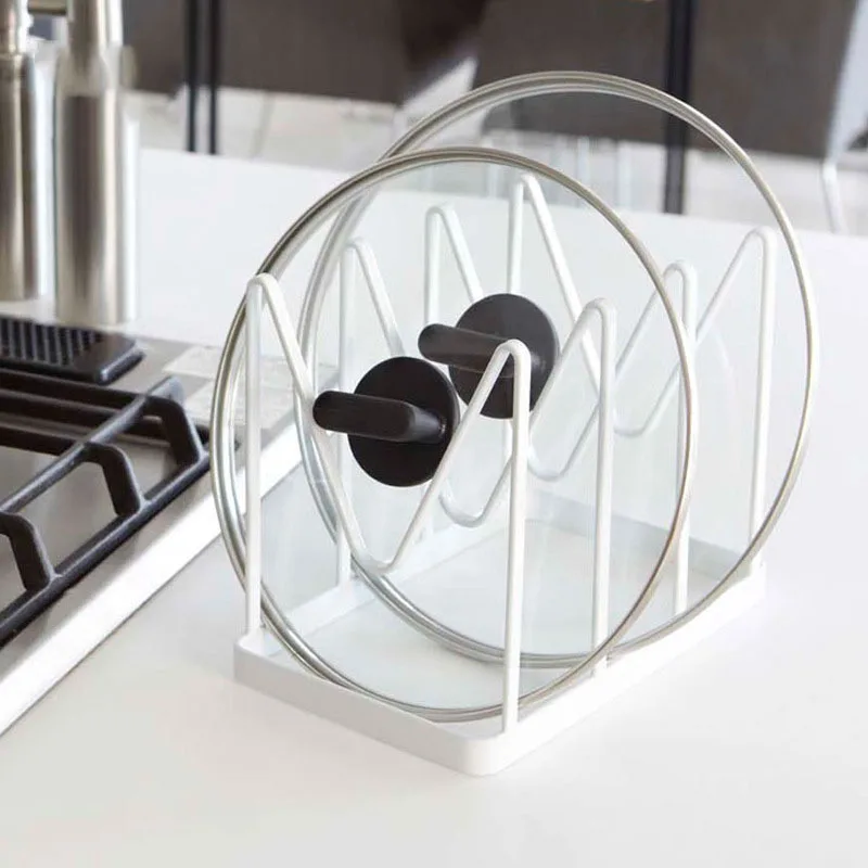

Kitchen Organizer Pot Lid Rack Spoon Holder Pot Lid Shelf Pan Cover Stand Cooking Dish Rack Kitchen Supplies Accessories