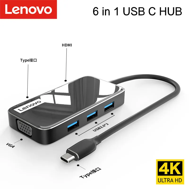 USB концентратор Lenovo USB3.0 Type C HDMI VGA RJ45|USB-хабы| |