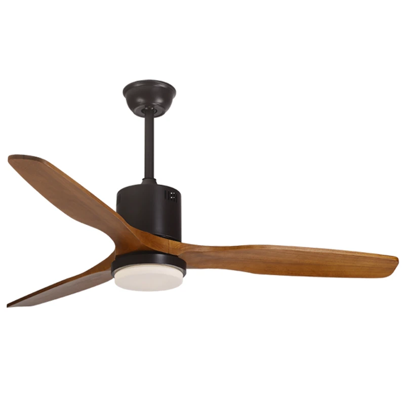 52 Inch led wooden ceiling fan with light decorative ceiling fan with remote control dc household solid wood fans without lamp