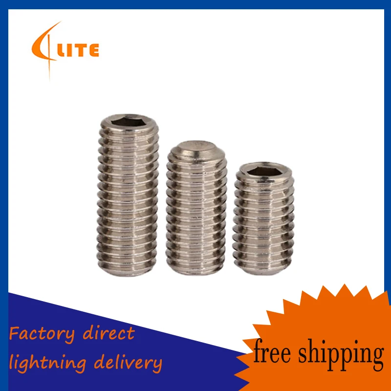 

304 stainless steel concave end set screw hex headless screw Meter screws M1.6- M6 10Pcs